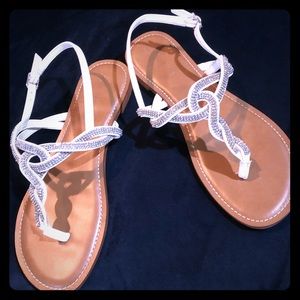 White rhinestone sandals